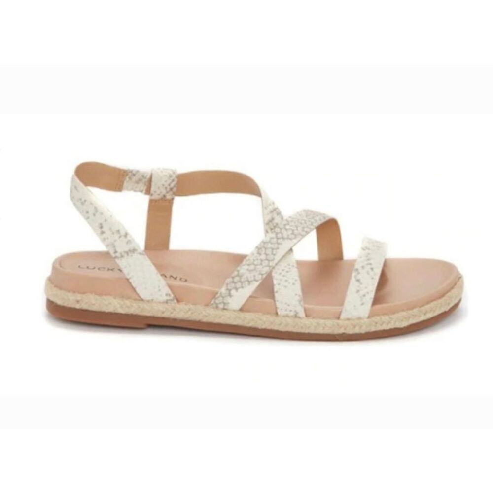 Lucky Brand Sandals Womens Size 6.5‎ Darli Leather Snakeskin Open Toe Shoes